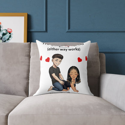 Square Poly Canvas Pillow - I F*cking Love you (Either Way Works)