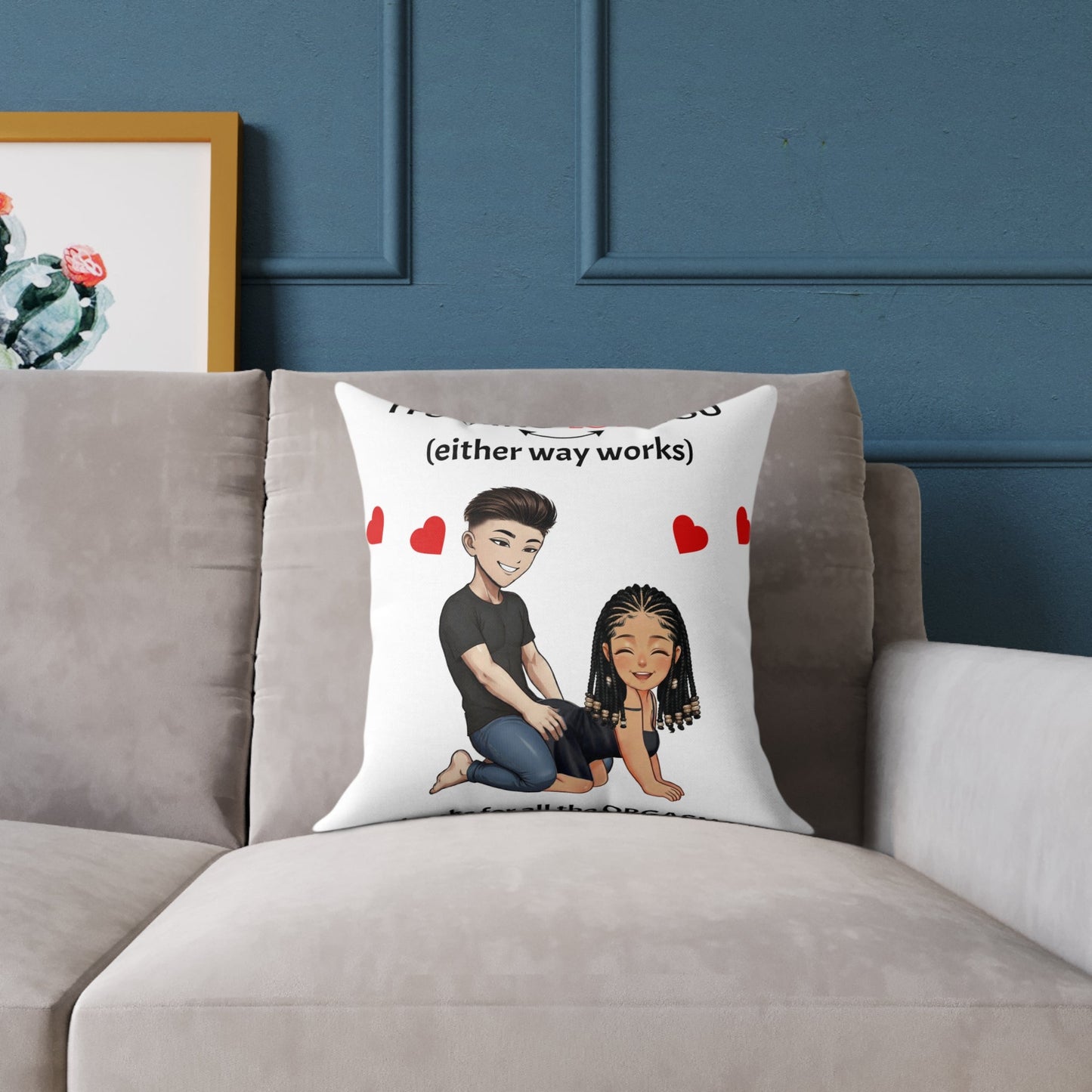 Square Poly Canvas Pillow - I F*cking Love you (Either Way Works)