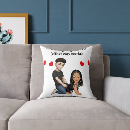 Square Poly Canvas Pillow - I F*cking Love you (Either Way Works)